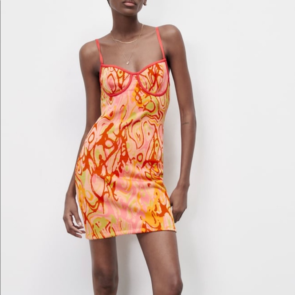 Zara JACQUARD MINI DRESS